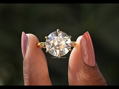 [YouTube Video Of Old European Round Cut Moissanite Engagement Ring]-[Golden Bird Jewels]