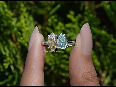 You tube video of Marquise And Pear Cut Moissanite Toi Et Moi Ring