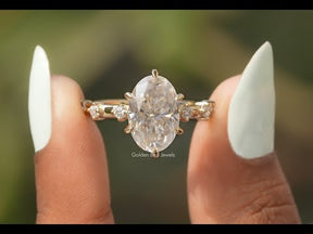 YouTube Video Of Oval Cut Moissanite Accent Stone Engagement Ring