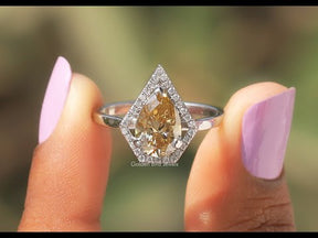 YouTube Video Of Pear Cut Moissanite Halo Engagement Ring