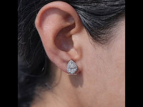 Youtube Video of Brilliant Pear Cut Lab Diamond Halo Stud Earrings