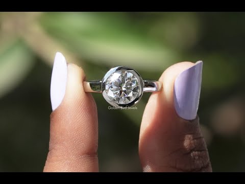 YouTube Video Of Round Cut Moissanite Bezel Set Engagement Ring
