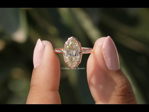 [YouTube Video Of Milgrain Set Old Mine Moval Solitaire Moissanite Ring]-[Golden Bird Jewels]