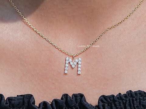 Colorless Round Moissanite M Letter Pendant