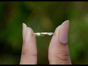 Marquise Cut Lab Diamond Open Cuff Two Stone Ring