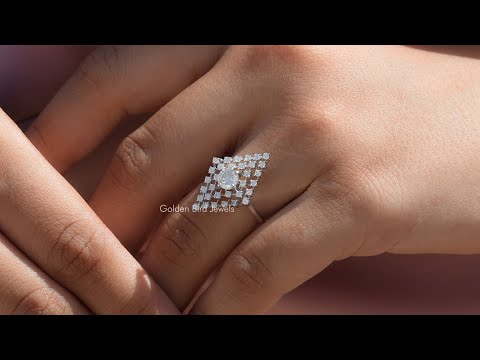 [YouTube Video Of Portuguese Cut Moissanite Cocktail Engagement Ring]-[Golden Bird Jewels]