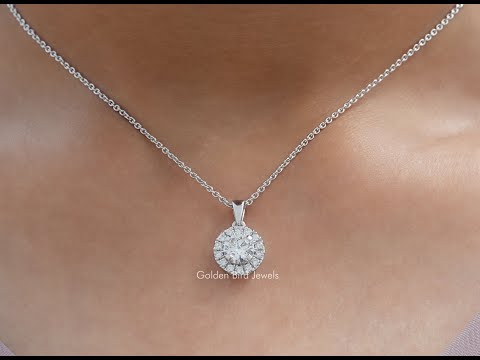 [YouTube Video Of 1 Carat Round Cut Lab-Grown Halo Pendant]-[Golden Bird Jewels]