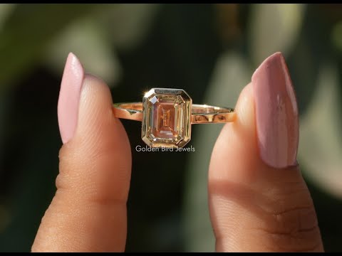 [YouTube Video Of Emerald Cut Moissanite Engagement Ring]-[Golden Bird Jewels]