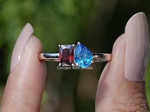 Radiant And Pear Gemstone Two Stone Ring