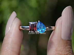 You tube Video Of Moissanite Engagement Ring in Radiant and Pear Cut Stones