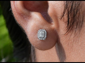 YouTube Video Of Emerald Cut Halo Stud Earrings