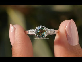 YouTube Video Of Green Octagon Moissanite Accent Stone Ring