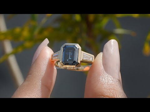 [YouTube Video Of Emerald Cut Moissanite  Stone Ring]-[Golden Bird Jewels]