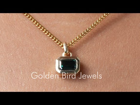 [YouTube Video Of Emerald Cut Solitaire Pendant]-[Golden Bird Jewels]