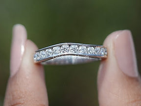 Round Cut Channel Set Moissanite Wedding Band
