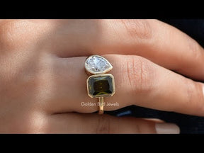 [YouTube Video Of Radiant And Pear Cut Moissanite Two Stone Ring]