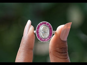 YouTube Video Of Crushed Ice Oval Cut Moissanite Halo Engagement Ring