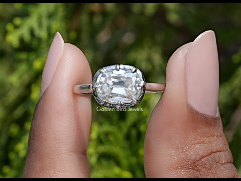 You tube video of East West Cushion Cut Moissanite Solitaire Ring