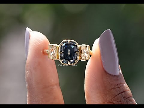 You Tube Video Of Old Mine Criss Cut Three Stone Moissanite Ring