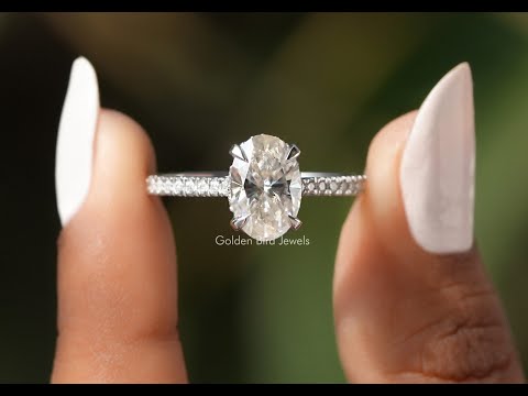Oval Cut Moissanite Hidden Halo Engagement Ring