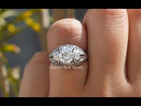[YouTube Video Of Old European Round Cut Moissanite Vintage Ring]-[Golden Bird Jewels]