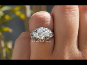 Old European Cut Round Moissanite Vintage Ring