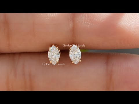 [YouTube Video Of Marquise Cut Lab Grown Diamond Stud Earrings]-[Golden Bird Jewels]