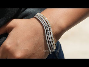 [YouTube Video Of Round Cut Moissanite Tennis Wedding Bracelet]-[Golden Bird Jewels]