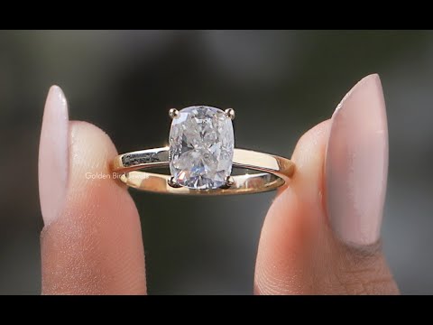 [YouTube Video Of Colorless Cushion Cut Moissanite Solitaire Ring]-[Golden Bird Jewels]