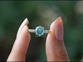 YouTube Video Of Cyan Blue Portuguese Cut Moissanite Ring
