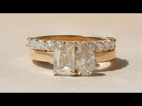 [YouTube Video Of Criss & Old Mine Pear Cut Moissanite Wedding Ring Set]-[Golden Bird Jewels]