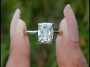 Old Mine Elongated Cushion Hidden Halo Diamond Ring