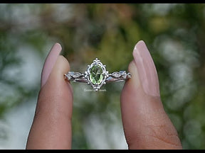 YouTube Video Of Green Oval Cut Gemstone Accent Stone Ring