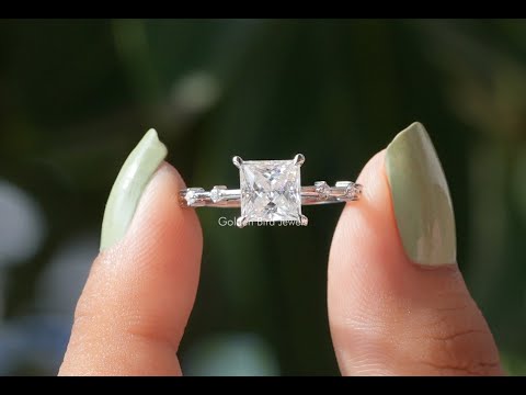 [YouTube Video Of Princess Cut Moissanite Solitaire Proposal Ring]-[Golden Bird Jewels]