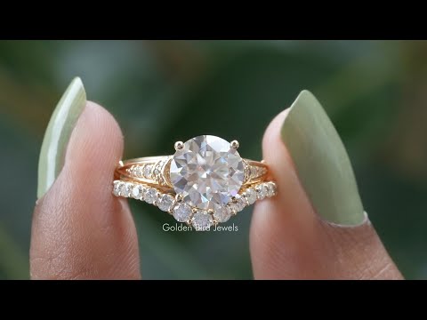 [YouTube Video Of Round Cut Moissanite Accent Stone Ring]-[Golden Bird Jewels]