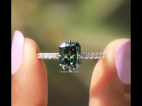 Radiant Cut Accent Stone Moissanite Ring
