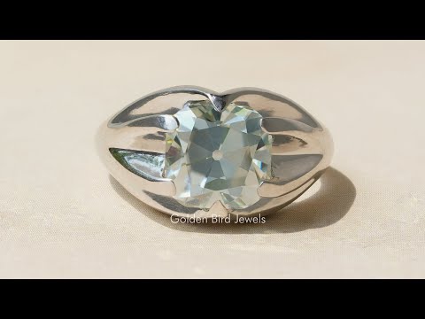 [YouTube Video Of Old Mine Cushion Cut Moissanite Solitaire Engagement Ring]-[Golden Bird Jewels]