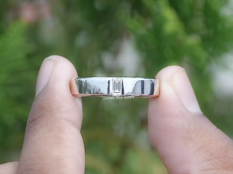 Baguette Cut Moissanite Solitaire Engagement Ring