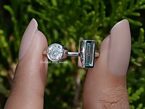 You tube video of Baguette Cut Moissanite Open Cuff Toi Et Moi Ring