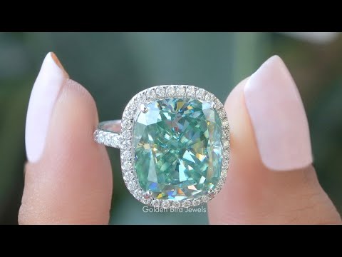 [YouTube Video Of Cushion Cut Moissanite Ring]-[Golden Bird Jewels]