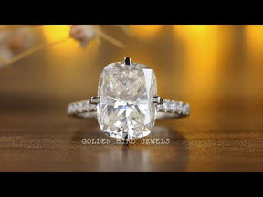 [YouTube Video Of Elongated Cushion Cut Moissanite Engagement Ring]-[Golden Bird Jewels]