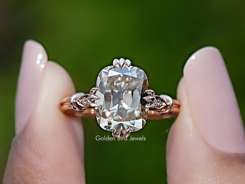 Old Mine Cushion Moissanite Accent Ring