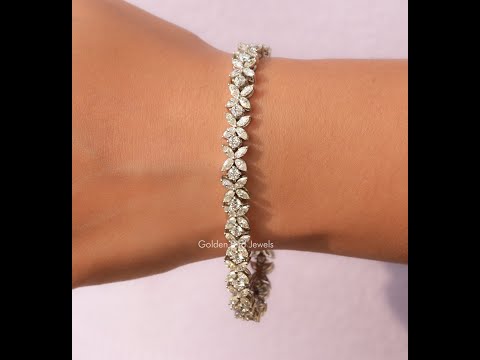 [YouTube Video Of Marquise And Round Cut Moissanite Multi Stone Bracelet]-[Golden Bird Jewels]