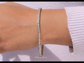 YouTube Video Of Princess Cut Moissanite Half Bezel Set Tennis Bracelet
