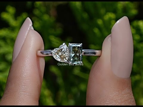 You tube video of Heart And Radiant Cut Moissanite Toi Et Moi Ring