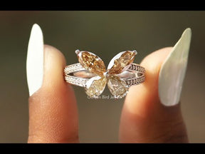 Marquise Cut Moissanite Butterfly Engagement Ring