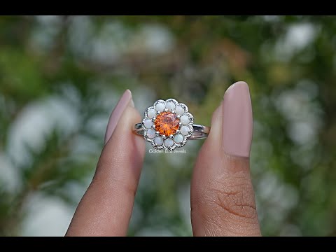 YouTube Video Of Round Cut Sunstone Halo Engagement Ring