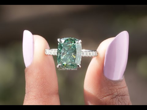 [YouTube Video Of Cushion Cut Hidden Halo Moissanite Ring]-[Golden Bird Jewels]