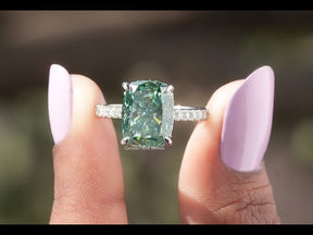 YouTube Video Of Cushion Cut Hidden Halo Moissanite Ring