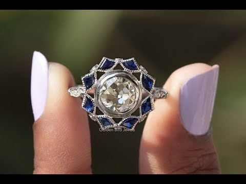 [YouTube Video Of Old Eropean Round Cut Bezel Set Moissanite Ring]-[Golden Bird Jewels]